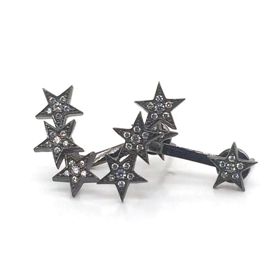 Shiny Star Cz Design Silver 925 Logo Studded Cute Earrings