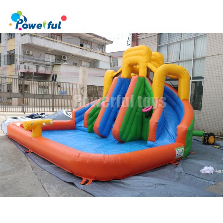 Colorful inflatable bouncy castle double slide bounce house
