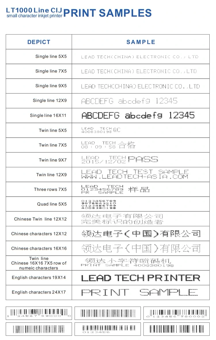 Lead Tech Lt1000s+ 1d Barcode Cij Inkjet Printer