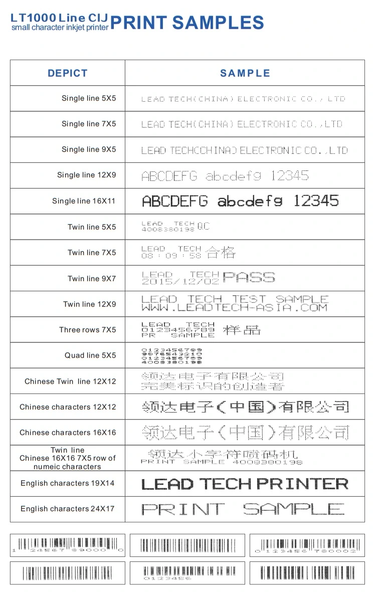 Lead Tech Lt1000s+ Plastic Film Cij Inkjet Printer