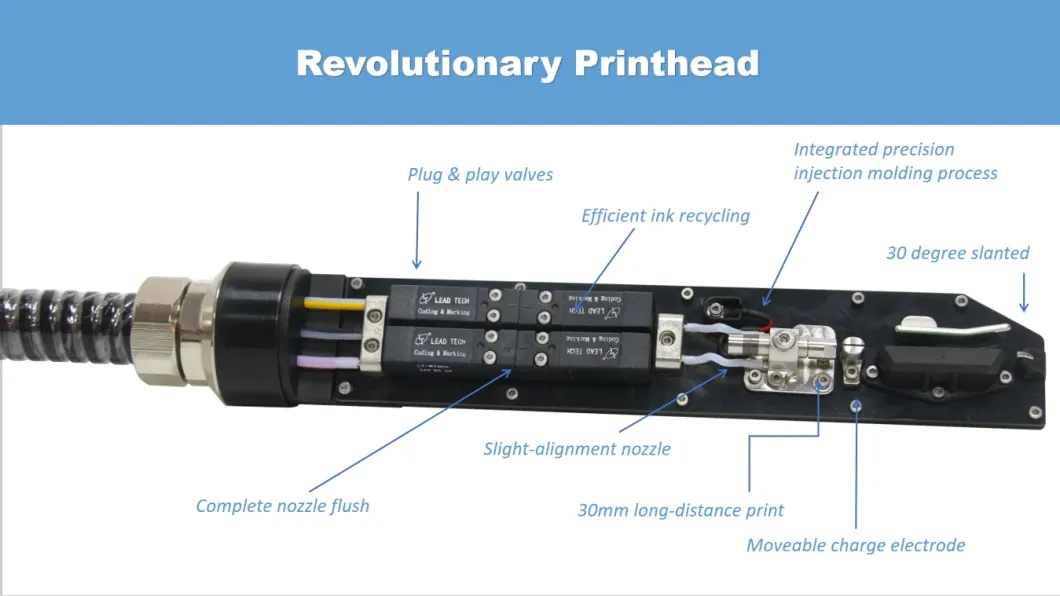 Lead Tech Lt760 Cij Inkjet Printer for Black to Blue Coding