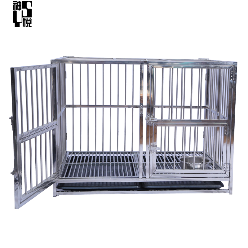 Heavy Duty Strong Stainless Steel 4 foot Dog Cage with Wheels