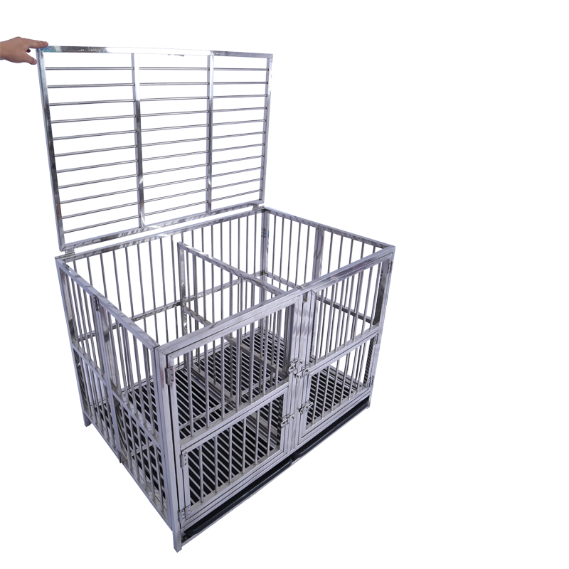 Strong Stainless SteelCarriers Houses Double Dog CageWith Wheels