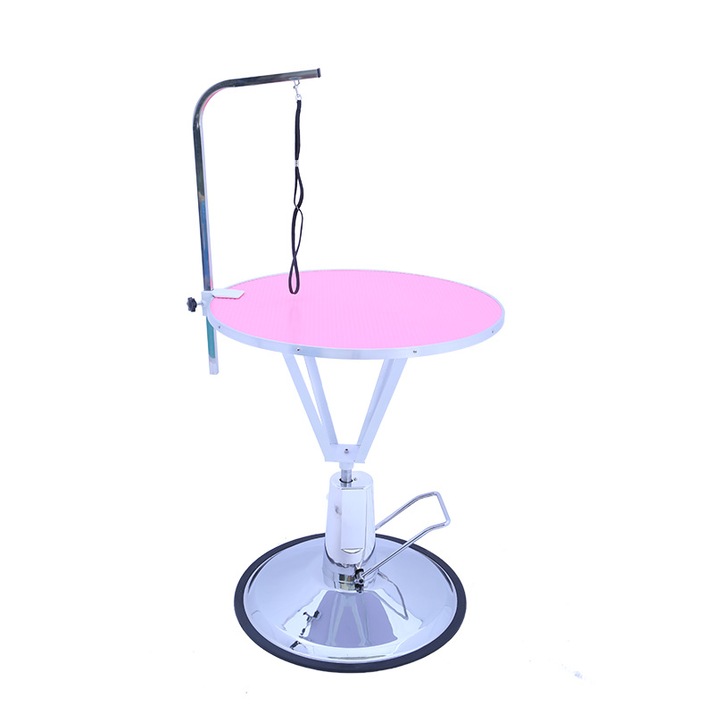 Pink Air Lift Hydraulic Dog Round Grooming Table