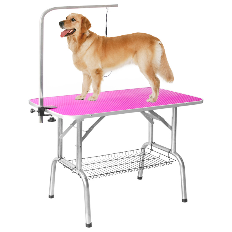 Heavy Duty Stainless Steel Rubber Surface Pet Dog Grooming Table with Arm