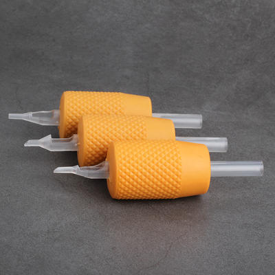 Orange Silicone 30mm Disposable Tattoo Machine Grip with Transparent Tube