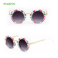 Personality Floral Leopard Frame Photochromic Round Kids Sunglasses