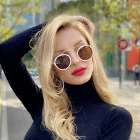 Retro Brazil Female Round Frame Glasses Metal Trend Hugely Popular Women Sunglasses