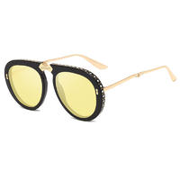 Ready Stock Luxury Women Rhinestone Decoration Round Frame Sunglasses