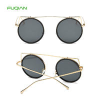 Vintage Round Metal Cat 3 UV400 Frame Mirror Colorful Women Sunglasses