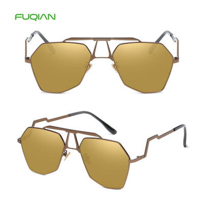 High Quality Size Polygon Irregular Metal Frame Brand Designer Shades Women Sunglasses