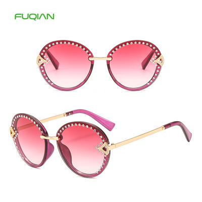 New FramelessFashion Women Sunglasses With Diamond Lady Sun visor bling Marine Glasses
