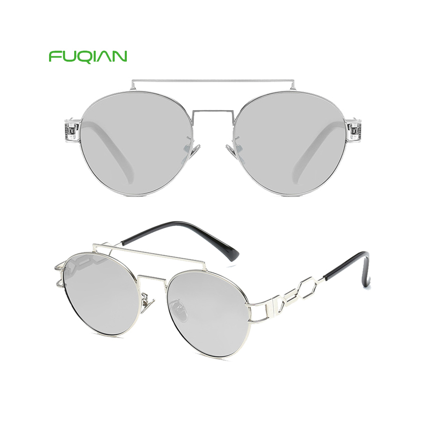 Retro Round Metal Frame Custom Logo PC Brand Designer Women Sunglasses