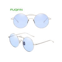 Retro Literary Oval Thin Frame UV400 PC Women Mirror Shades Sunglasses