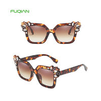 Luxury Square PC Rhinestone Decoration Brand Designer Women Sunglasses