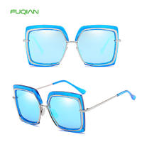 Fashion Oversized Mirror Metal Women UV400 Designer oculos Sunglasses