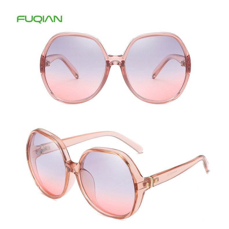 Summer Gradient Colorful Big Round PC Frame Oversized Women Sunglasses