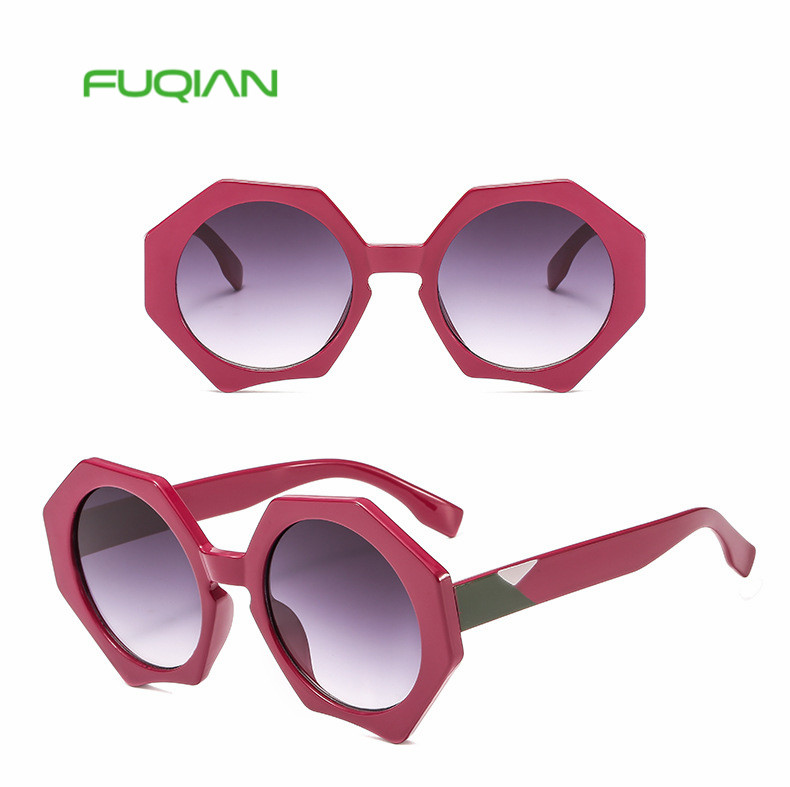 New Polygonal Round Frame Women Oversized Sunshade Sun Glasses Sunglasses