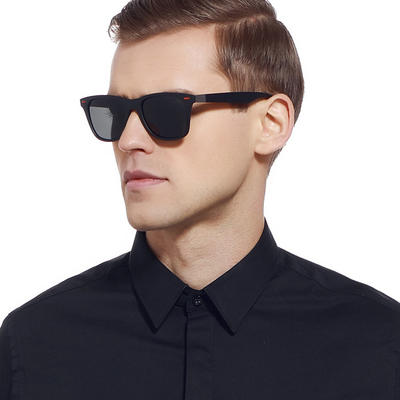 2019 Plastic frame square driving retro TR90 polarized mens sunglasses