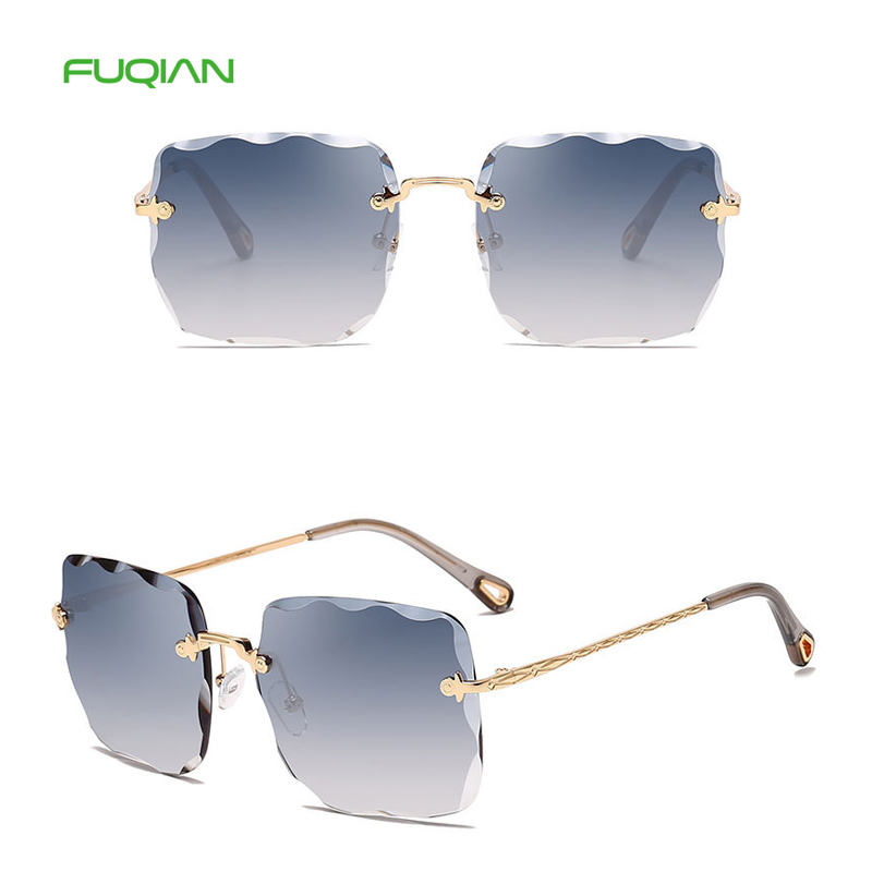 Promotional semi rimless eyeglasses irregular square women sunglasses