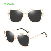 OEM Metal Frame Hollow Out Breathable Lens Photochromic Women Square Sunglasses