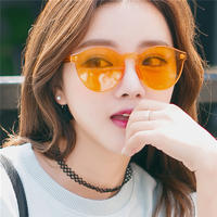 Fashion 2018 Jelly Candy Clear Colorful Lens Round Men Women Sunglasses