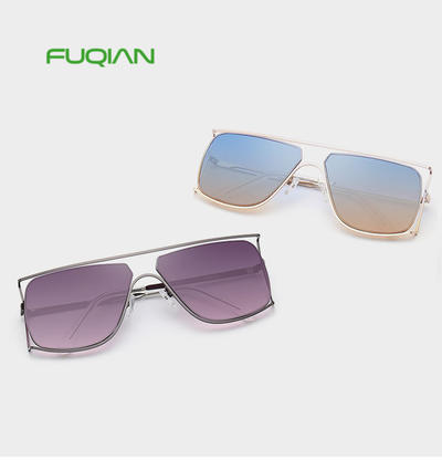 2019 Brand designer square gold frame irregular gradient lens sunglasses women men