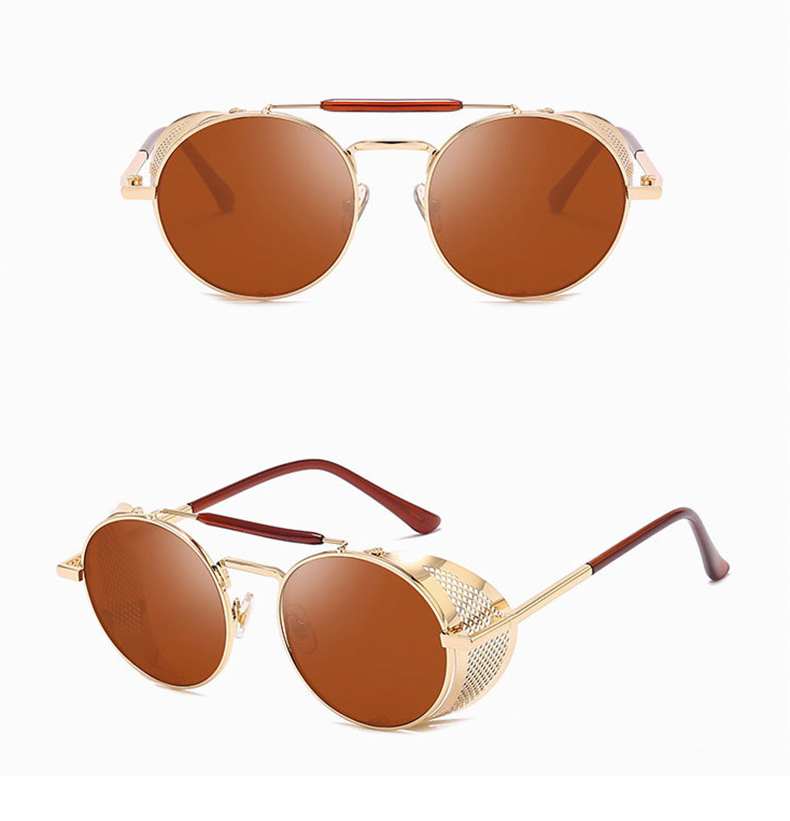Hot 2019 Cool Dazzle Men Mirror Round Frame Steampunk Women Sunglasses