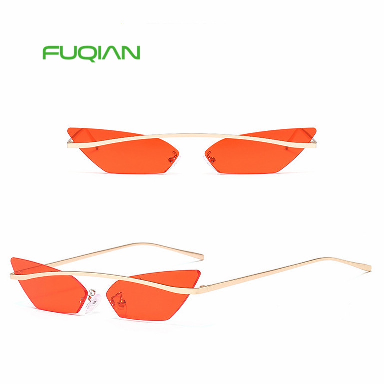 New Rimless Cat Eye Sunglasses Trend Personality Square Small Frame Modis Gozluk