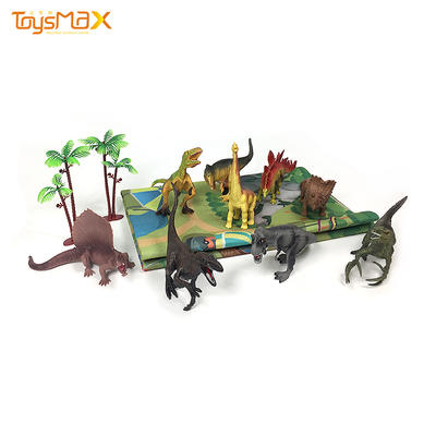 Amazon hot sale kids educational toy 9 models dinosaur toy figure with activity play mat