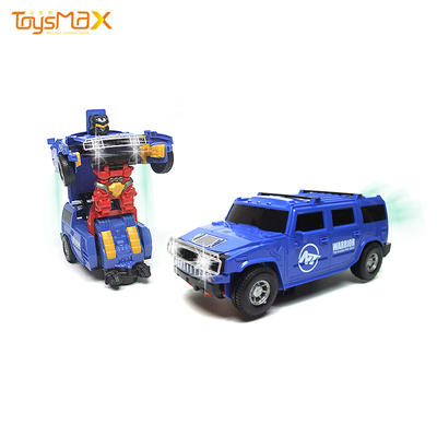 Amazon hot sale electric rotary educational toy deformation robot car with light and music