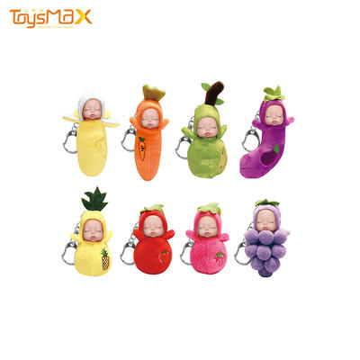 New design fruit vegetables series perfume key chain sleeping lovely doll toy