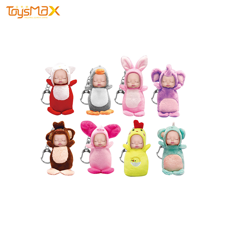 Fashion lovely toys animal series plush sleeping baby doll key chain
