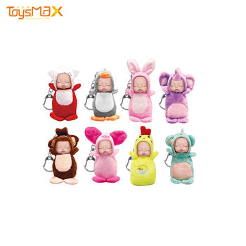 Fashion lovely toys animal series plush sleeping baby doll key chain