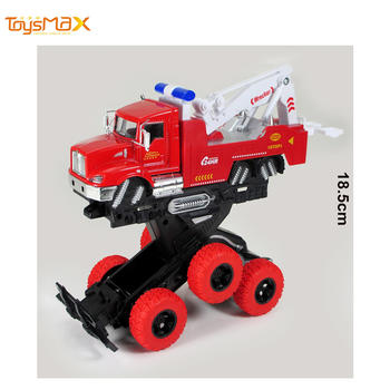2019 hotsale Double Inertia Power Metal Rescue Truck Toys Diecast deformation toy truck
