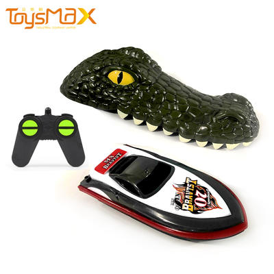 2021 Amazon 2.4G Electric High-Speed Racing Boat 2 in 1 Remote Control Floating Crocodile Head Boat Waterproof Prank Toys