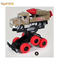 2019 hotsale Double Friction Power Metal Military Truck Toys Diecast deformation  toy truck