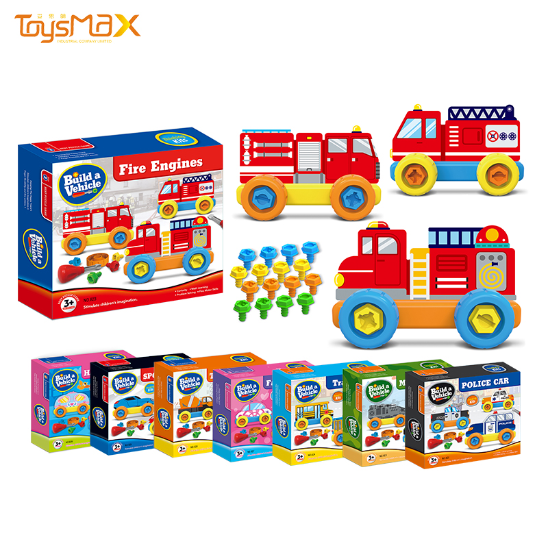 Amazon hot sale new toys educational DIY assembly building blocks vehicle