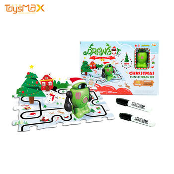 New arrival Walk on the Drawing Line Inductive Toy Christmas puzzle robot toy electronic with magic pen