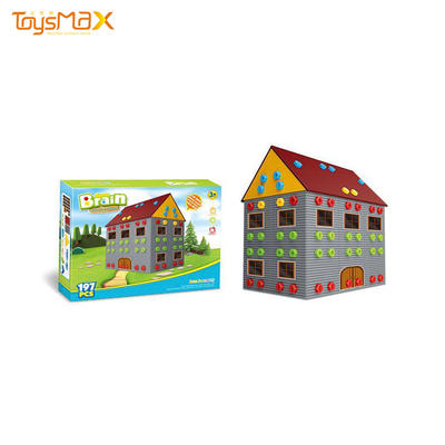 Educational Toys Assembly Double Storey House 3d Building Blocks With Tools
