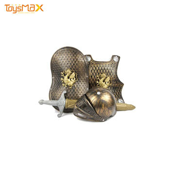 Eco-friendly toy bronze Battle armor shield helmet sword set weapon toy set