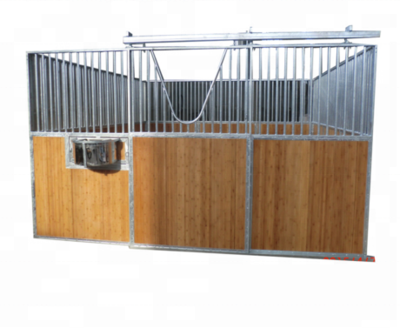 Luxury Bamboo Horse Stall With Rolling Feeder Board Sliding Door