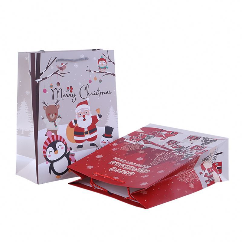 Custom Logo Recycle Kraft Paper Christmas Gift Bag For Clothing/Gift/Food/Packaging