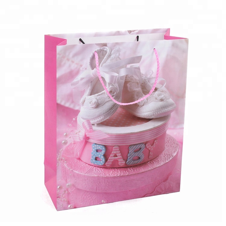 Venta al POR Mayor Eco-Friendly Cumpleaños Embaláje Pink Care Paper Bag