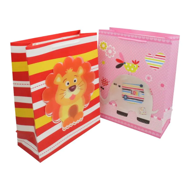 Favorable price kids gift bag 3d fashion gift paper bag with rope handles