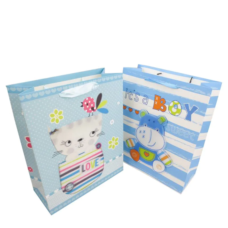 Hot selling fashion shopping paper bag 3d printing custom gift packaging bag