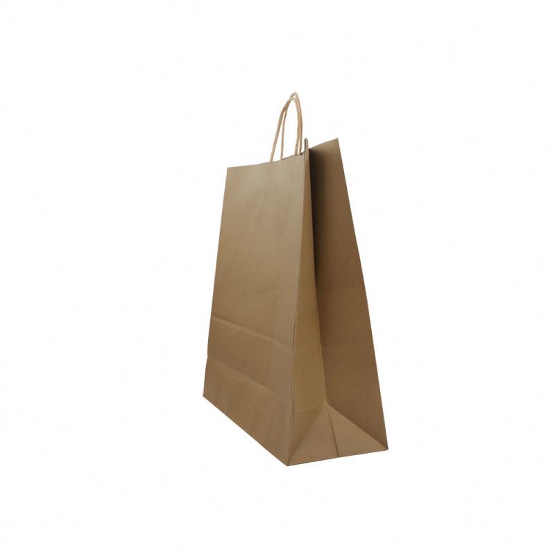 Custom Recyclable Printed High Quality Shopping Packing Kraft Paper Bag With Twisted Handles