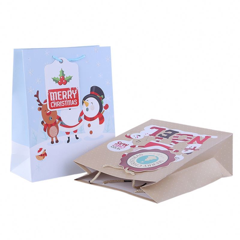 Custom printed logo christmas gift kraft paper jewelry shopping paper bag shopping bags