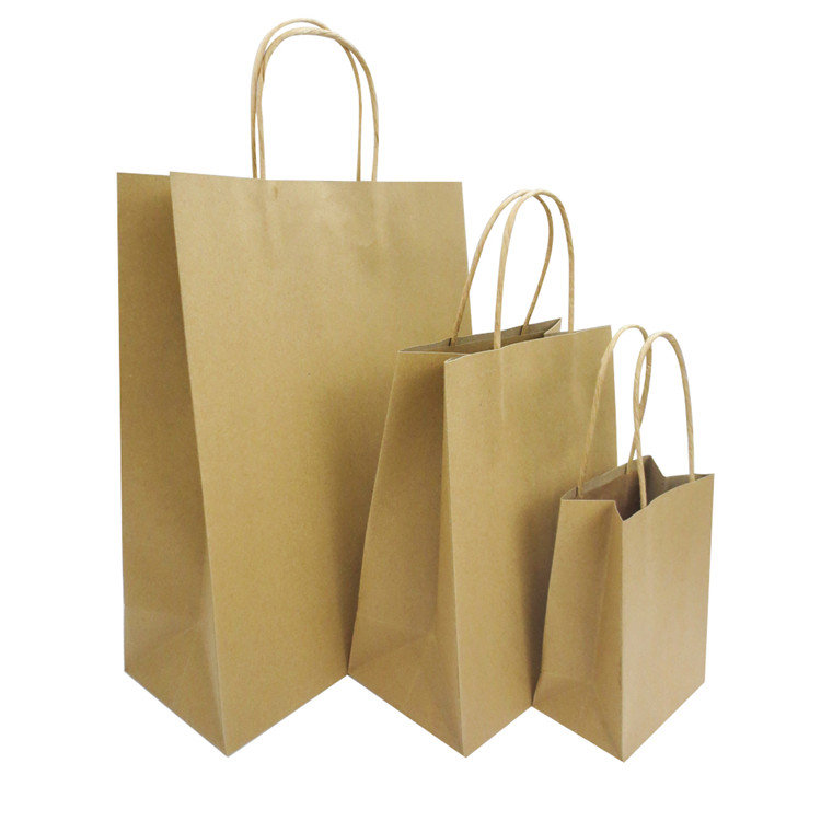 Custom sizeBrownKraft Paper Shopping Bag for Gift Packaging