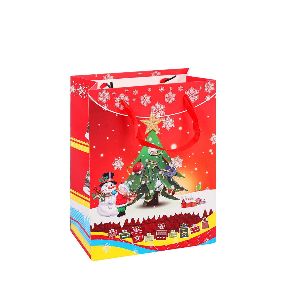 2019 Nuovo Design Semplice Eco-Friendly Riutilizzabile Rosso Puppello di Neve di Natale Borse di Carta Natale